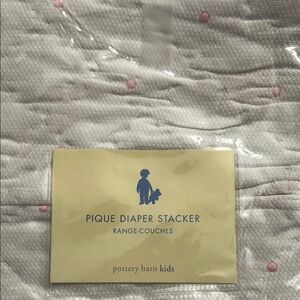 Pottery Barn Kids Pique Diaper Stacker White and pink polka dot NWT